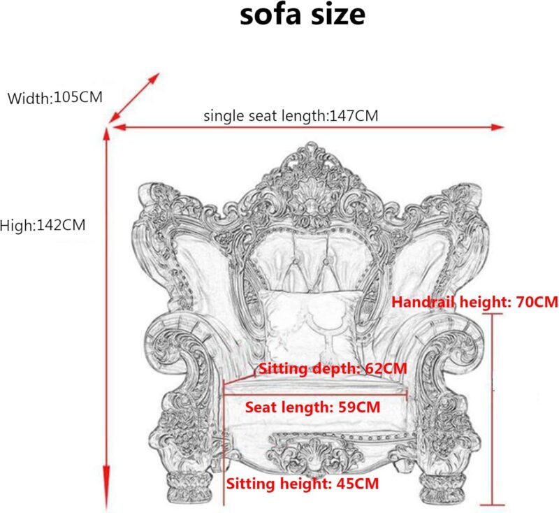 Natural Art & Craft Wooden Carved Teak Wood European-Style Luxury Single Seater Sofa - Image 2
