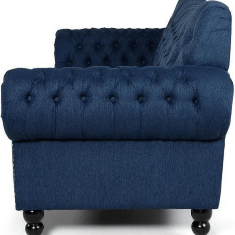 Natural Art & Craft Nathan Chesterfield Button Tufted 3 Seater Sofa Set ( Blue ) - Image 7
