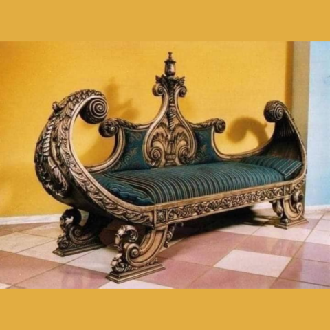 Natural Art & Craft Stylish Hand-Carved Teak Wood Designer Wedding Sofa Luxury for Wedding Décor, Living Room, and Special Events