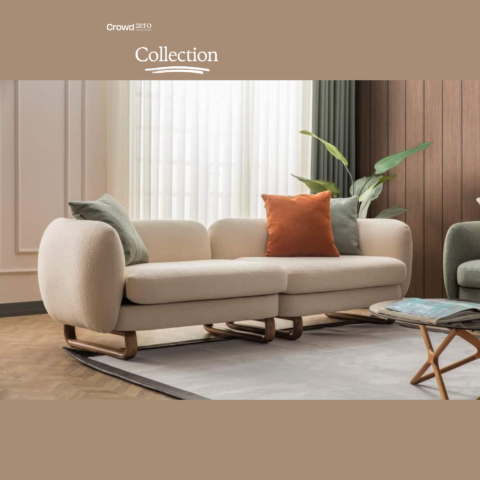 Natural Art & Craft Modern Attractive Stylish 4 Seater Sofa For Lobby In Teak Finish ( Beige )