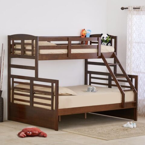 Natural Art & Crafts Helios Della Handmade Teak Wood Bunk Bed Durable, Space-Saving Solid Wood Modern Design ( Brown )