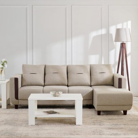 Natural Art & Craft Berry RHS Handmade Teak Wood 5-Seater Sectional Sofa Set