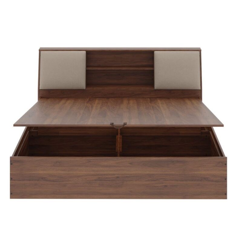Natural Art & Crafts Bonzer Teak Wood Hydraulic Storage King Size Bed Modern Space Saving Design with Elegant Finish - Image 2