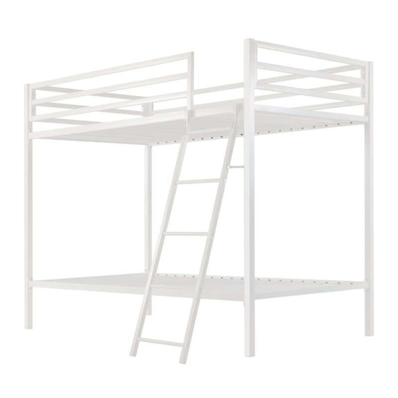 Natural Art & Crafts Guardrail Heavy-Duty Solid Wood Twin Over Twin Bunk Bed, White Sturdy & Safe Kids Bunk Bed with Guardrails, Space-Saving Design - Image 2