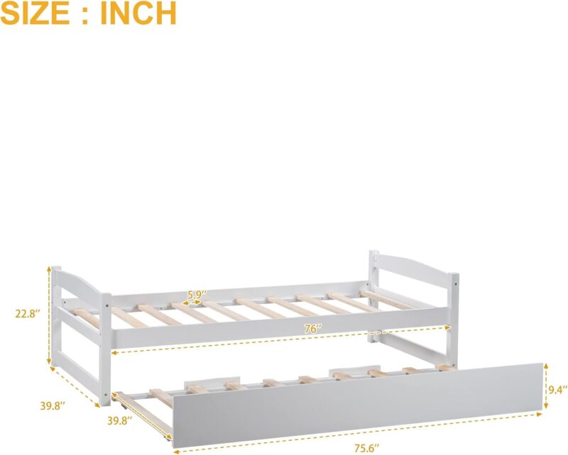 Natural Art & Craft Rollers Sofa Cum Bed Multi-Functional Convertible Sofa Bed with Wooden Frame, Space-Saving Design for Living Room (White) - Image 3