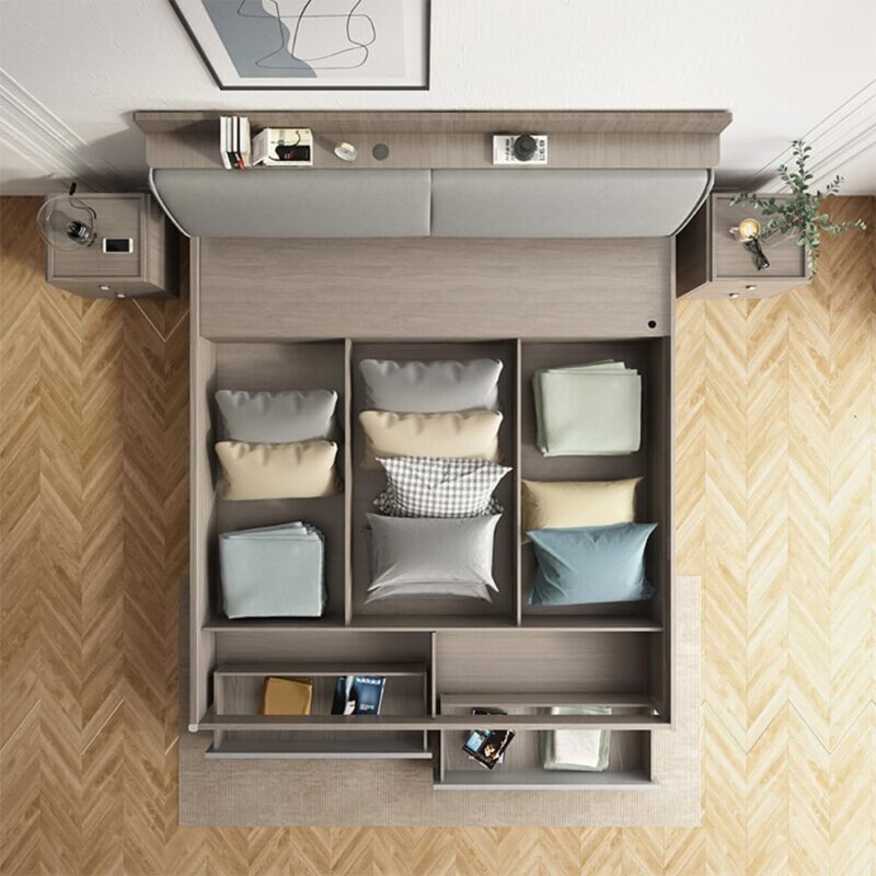 Natural Art & Crafts Tivoli Generous Premium Teak Wood Hydraulic Storage King Size Bed Modern Space Saving Design with Elegant Finish with 2 Drawers - Image 3