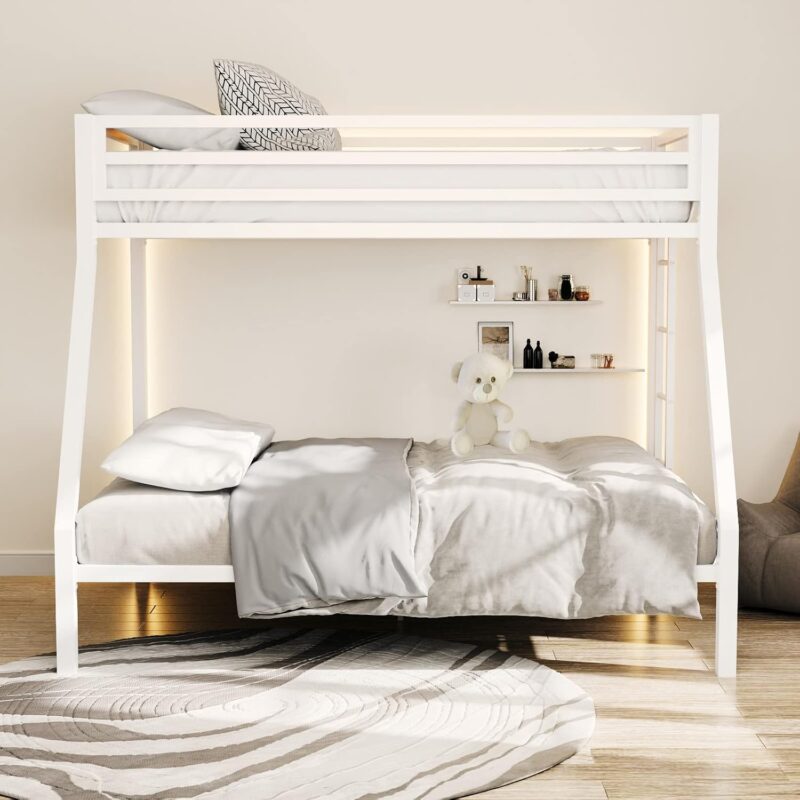 Natural Art & Crafts Expanse Handmade Teak Wood Bunk Bed with Ladder Sturdy and Durable Twin Over Twin Eco-Friendly ( White ) - Image 2