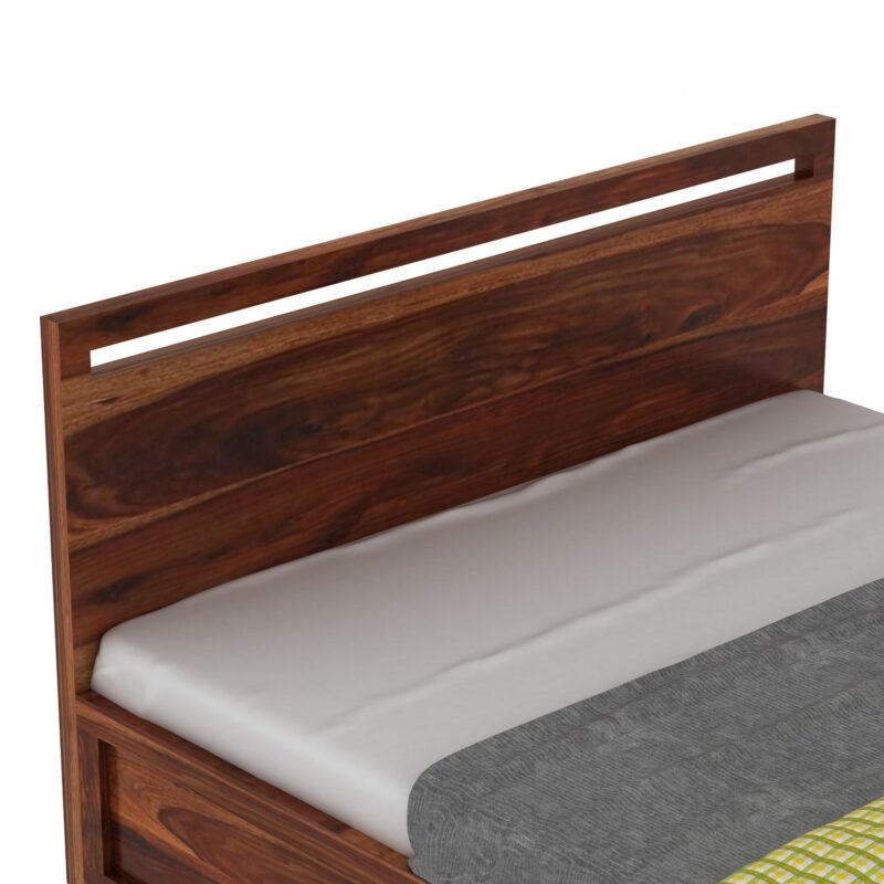 Natural Art & Crafts Livinn Teak Wood Hydraulic Storage King Size Bed Modern Space Saving Design with Elegant Finish - Image 4