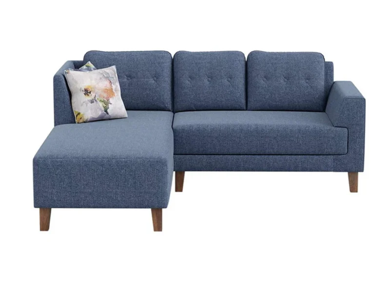 Natural Art & Craft Bluish Teak Wood 5 Seater L Shape Sectional Sofa Set  Modern L Shape Couch with Plush Cushions for Contemporary Living Room - Image 2