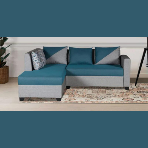 Natural Art & Craft Blissplus RHS Handmade Teak Wood 4-Seater Sectional Sofa Set