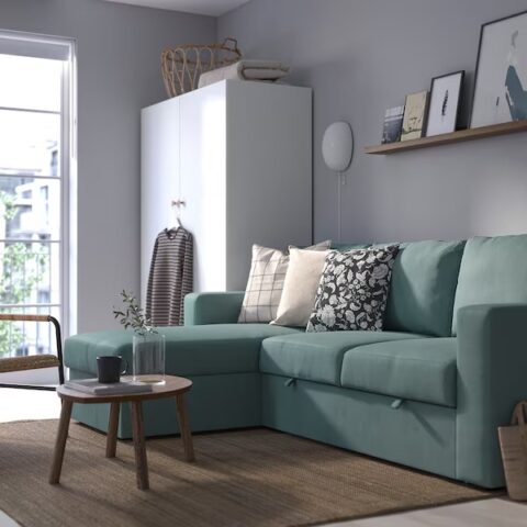Natural Art & Craft Tibbleby Handmade L-Shaped Sofa Cum Bed with Storage Convertible Modern for Living Room, Space-Saving Sectional Sofa