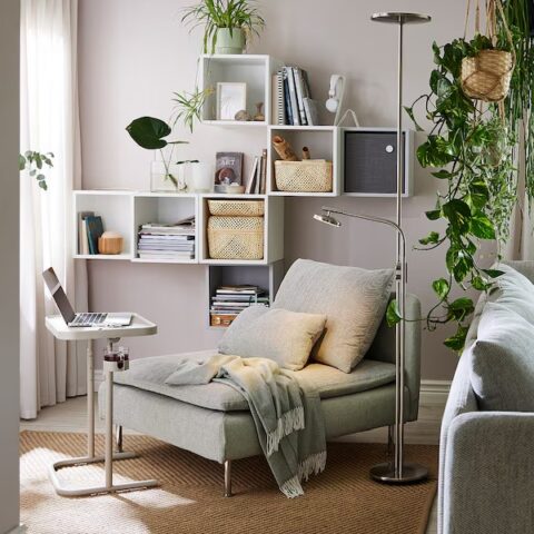 Natural Art & Craft Modern Sofa Bed with Softly Loose Back Cushions, Metal Legs, and 2 Comfortable Cushions Airy Look, Space-Saving