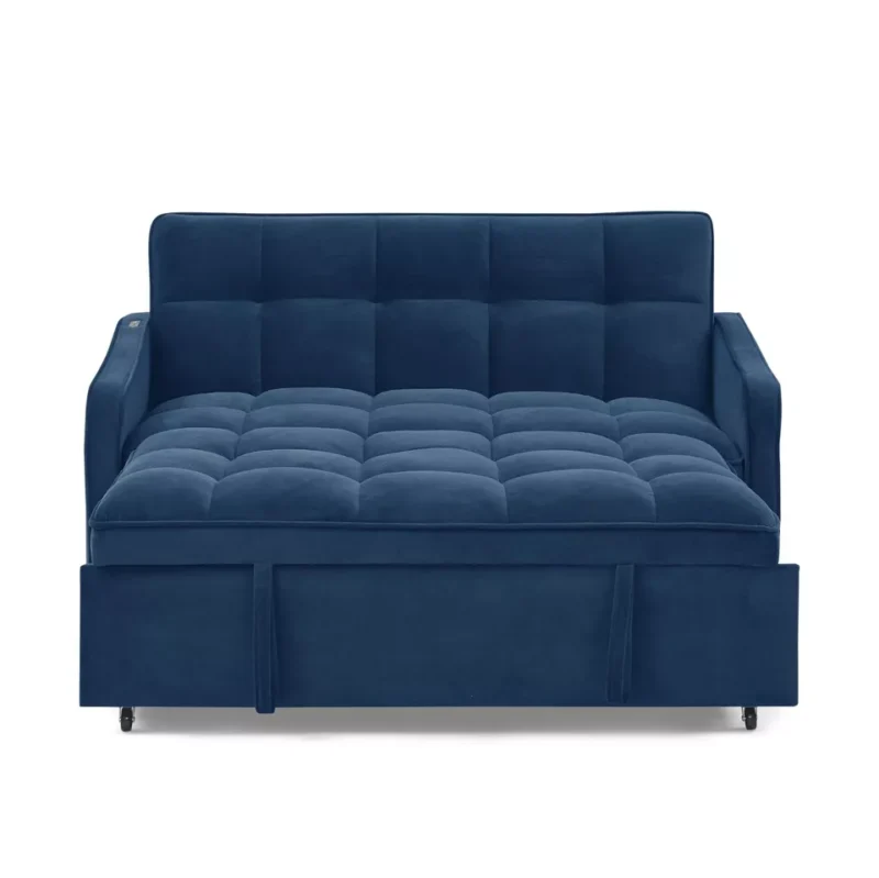 Natural Art & Craft Convertible Loveseat Sofa Bed with Pull-Out, Adjustable Back, and Arm Pockets Space-Saving Sleeper Sofa for Small Spaces, Multi-Functional - Image 5