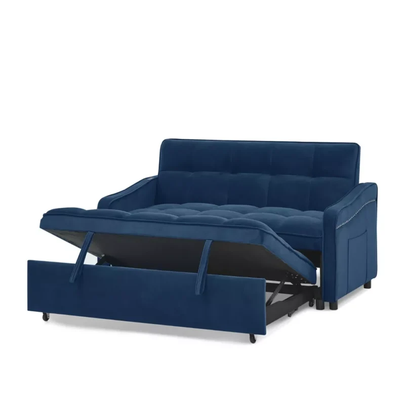 Natural Art & Craft Convertible Loveseat Sofa Bed with Pull-Out, Adjustable Back, and Arm Pockets Space-Saving Sleeper Sofa for Small Spaces, Multi-Functional - Image 4