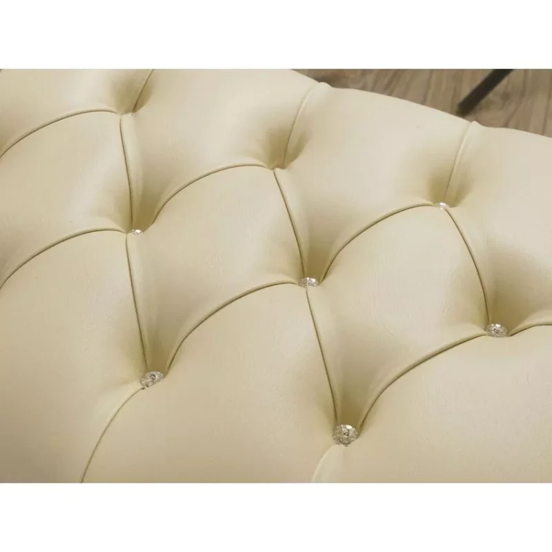 Natural Art & Craft Eva Baroque Style Gold Leaf Champagne Leatherette Crystal Button Bench - Image 4