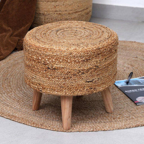 Natural Art & Crafts Beautiful Jute Puffy Stool for Living Room (Pack of 1)