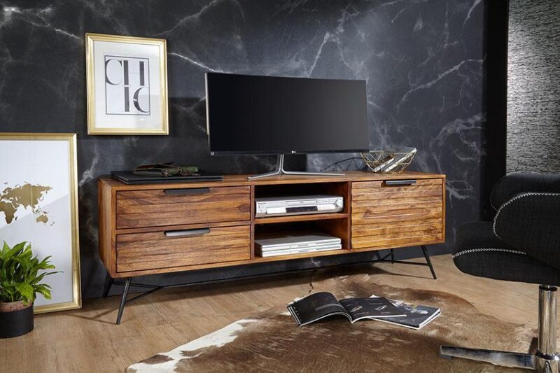 Natural Art & Crafts Mirando Solid Teak Wood TV Unit Cabinet for Living Room - Image 2