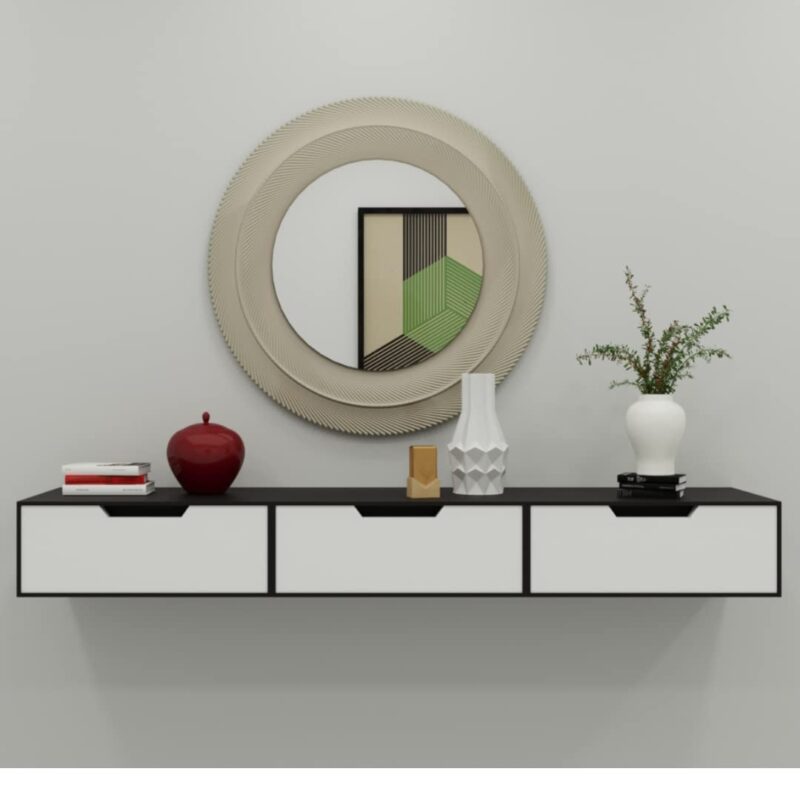 Natural Art & Crafts Exclusively Launched Engineered Wood Storage Wall Shelf with Drawer for Living Room