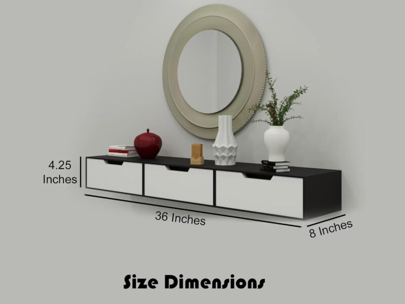 Natural Art & Crafts Exclusively Launched Engineered Wood Storage Wall Shelf with Drawer for Living Room - Image 2
