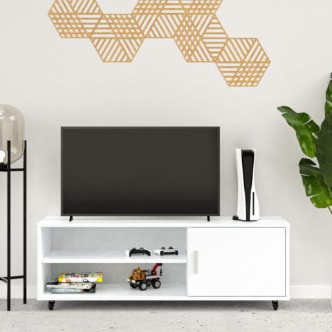 Natural Art & Crafts Cora Engineered Wood TV Entertainment Unit with 2 Shelves (Oak White)