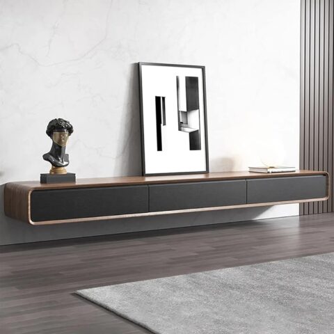 Natural Art & Crafts Floating TV Stand for TV Up to 95 inch TV, Wall-Mounted Entertainment Center Media Console Cabinet with 3 Flip-Down Doors