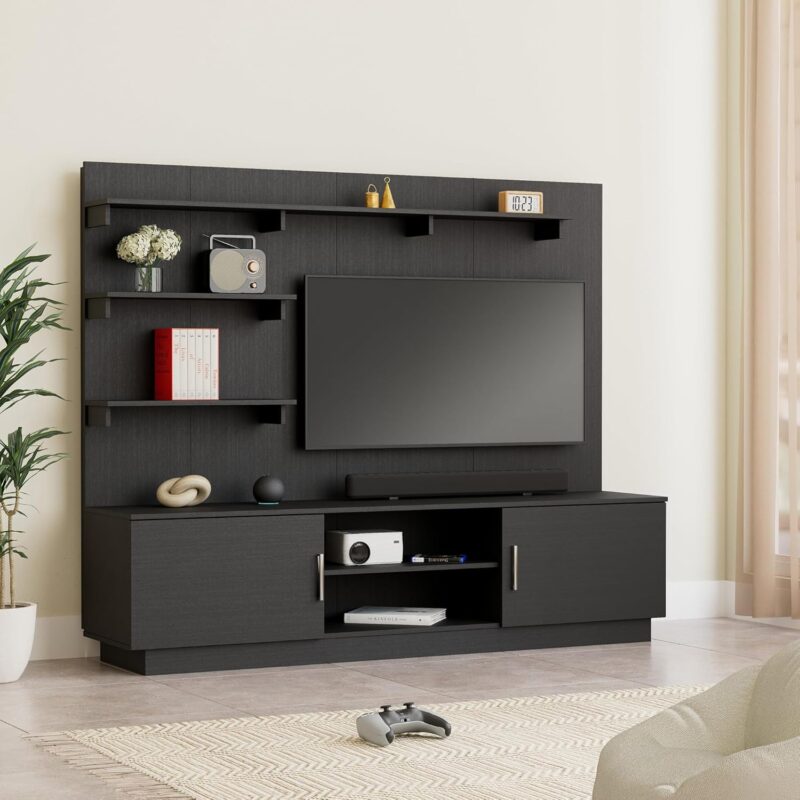 Natural Art & Crafts Altamore TV Unit and Display Cabinet with Back Panel (Wenge Finish)