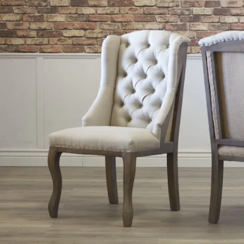 Natural Art & Crafts Enna Handmade Button Tufted Teak Wood Dining Chair Modern Design, Perfect for Dining Room or Kitchen