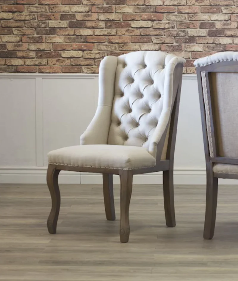 Natural Art & Crafts Enna Handmade Button Tufted Teak Wood Dining Chair Modern Design, Perfect for Dining Room or Kitchen