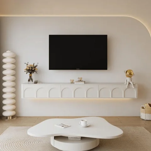 Natural Art & Crafts Snuggle Wall Mounted TV Unit Cabinet Wall Shelf