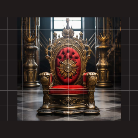 Natural Art & Crafts Royal Luxury Heavy Hand Carved Teak Wood High Back Throne Chair with  Elegant Vintage Seating for Living Room (Golden Finish)