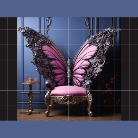 Natural Art & Crafts Butterfly Design Royal Luxury Heavy Hand Carved Teak Wood High Back Throne Chair with  Elegant Vintage Seating for Living Room (Antique Finish)