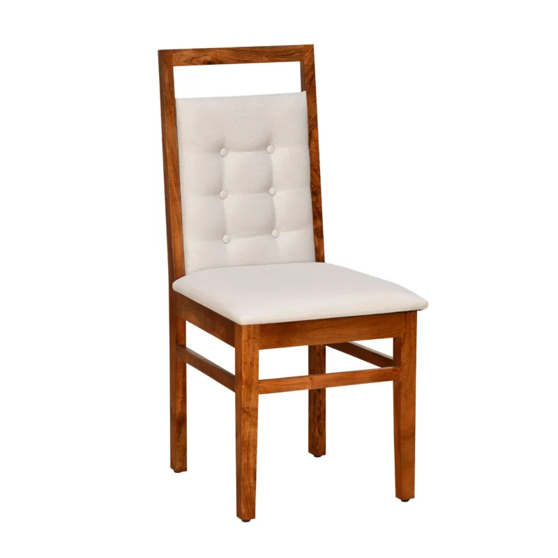 Natural Art & Crafts Vera Handmade Tufted Upholstery Teak Wood Dining Chair Modern Design, Perfect for Dining Room or Kitchen (Brown Honey Finish) - Image 4