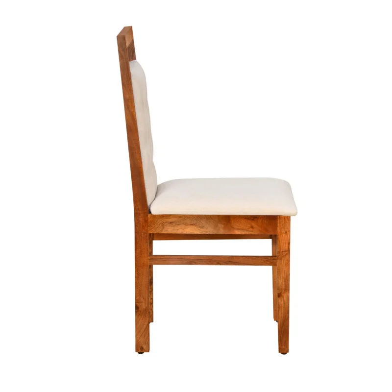Natural Art & Crafts Vera Handmade Tufted Upholstery Teak Wood Dining Chair Modern Design, Perfect for Dining Room or Kitchen (Brown Honey Finish) - Image 3