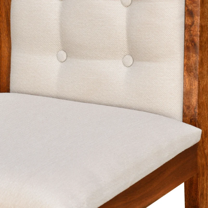 Natural Art & Crafts Vera Handmade Tufted Upholstery Teak Wood Dining Chair Modern Design, Perfect for Dining Room or Kitchen (Brown Honey Finish) - Image 2