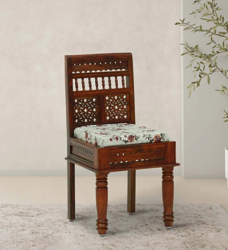 Natural Art & Crafts Avantika Handmade Teak Wood Dining Chair Modern Design with Honey Oak Finish, Scratch-Resistant & Eco-Friendly for Dining Room or Kitchen
