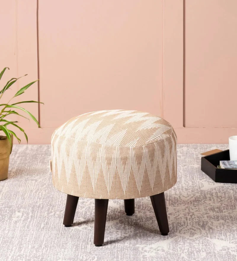Natural Art & Crafts Crest Soft Upholstery Pouffe & Ottoman Stools Versatile Decorative Seating & Footrest for Living Room, Bedroom, and Home Decor