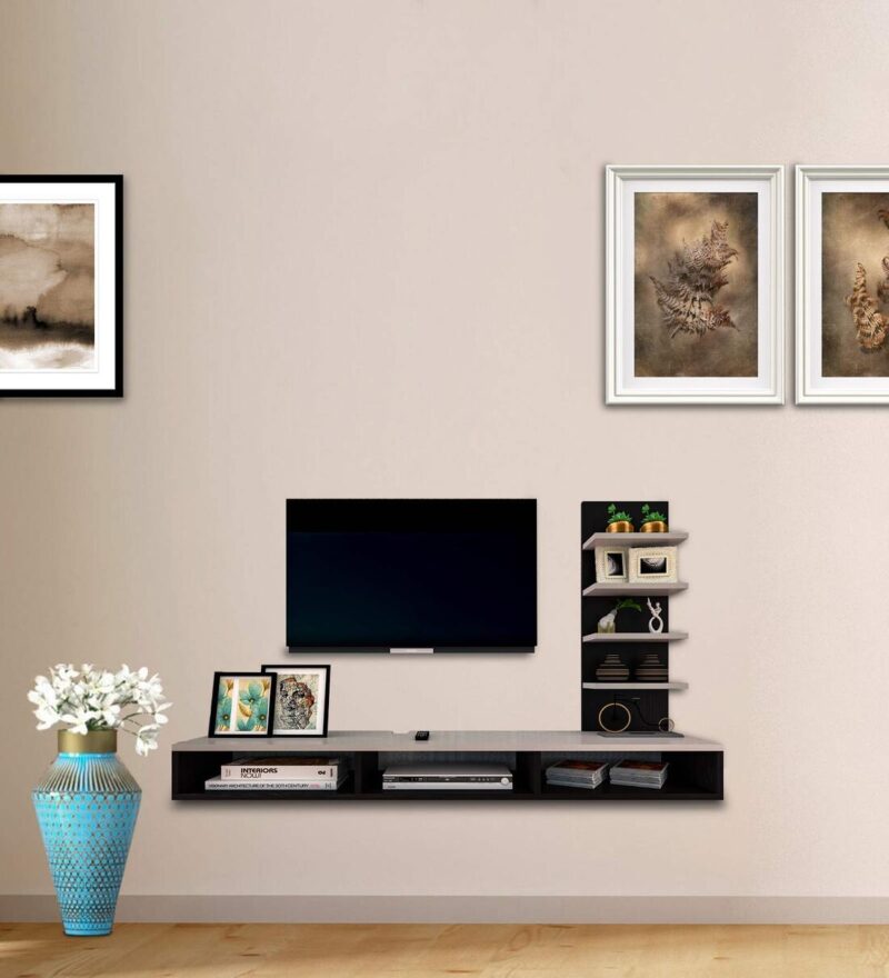 Natural Art & Crafts Fidora TV Unit in Walnut Finish for Modern Media Console with Versatile Storage Stylish Entertainment Center for Living Room (White & Wenge Finish) - Image 3