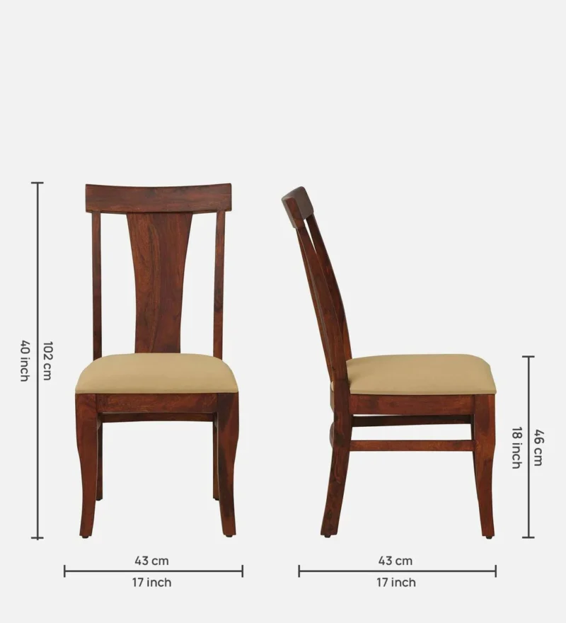 Natural Art & Crafts Kentan Handmade Teak Wood Dining Chair Modern Design, Perfect for Dining Room or Kitchen (Honey Oak Finish) - Image 4