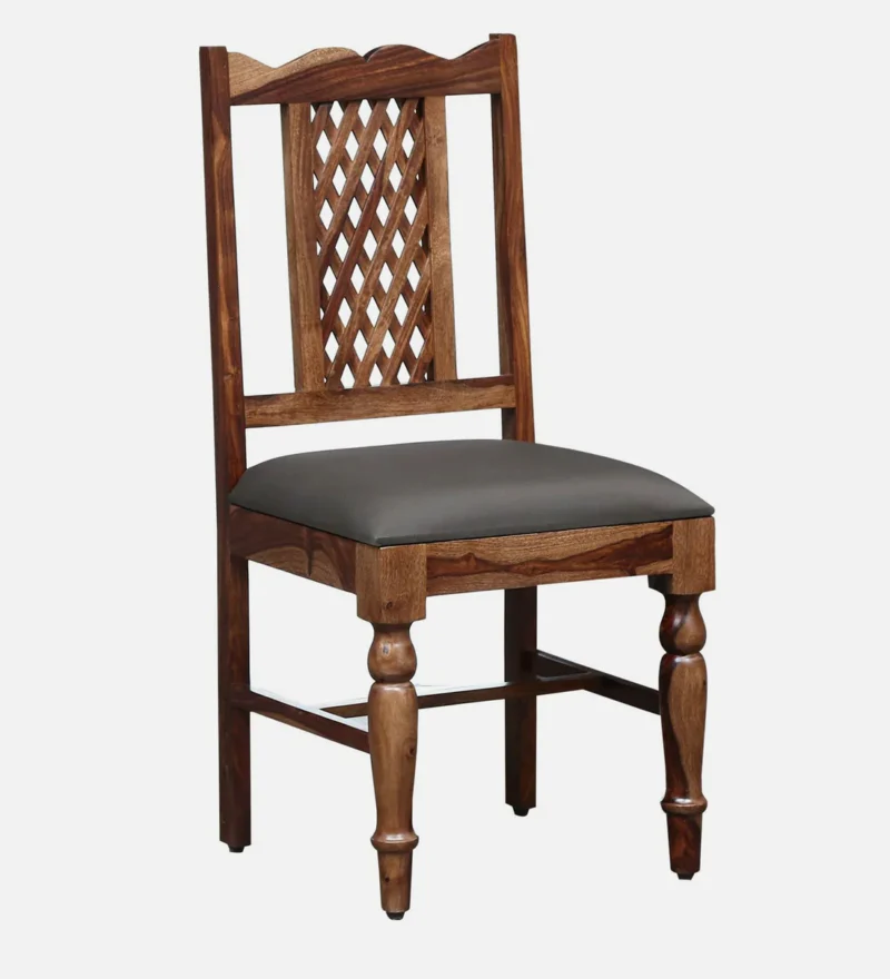 Natural Art & Crafts Krisa Scratch Design Handmade Teak Wood Dining Chair Modern Design, Perfect for Dining Room or Kitchen (Rustic Teak Finish) - Image 2