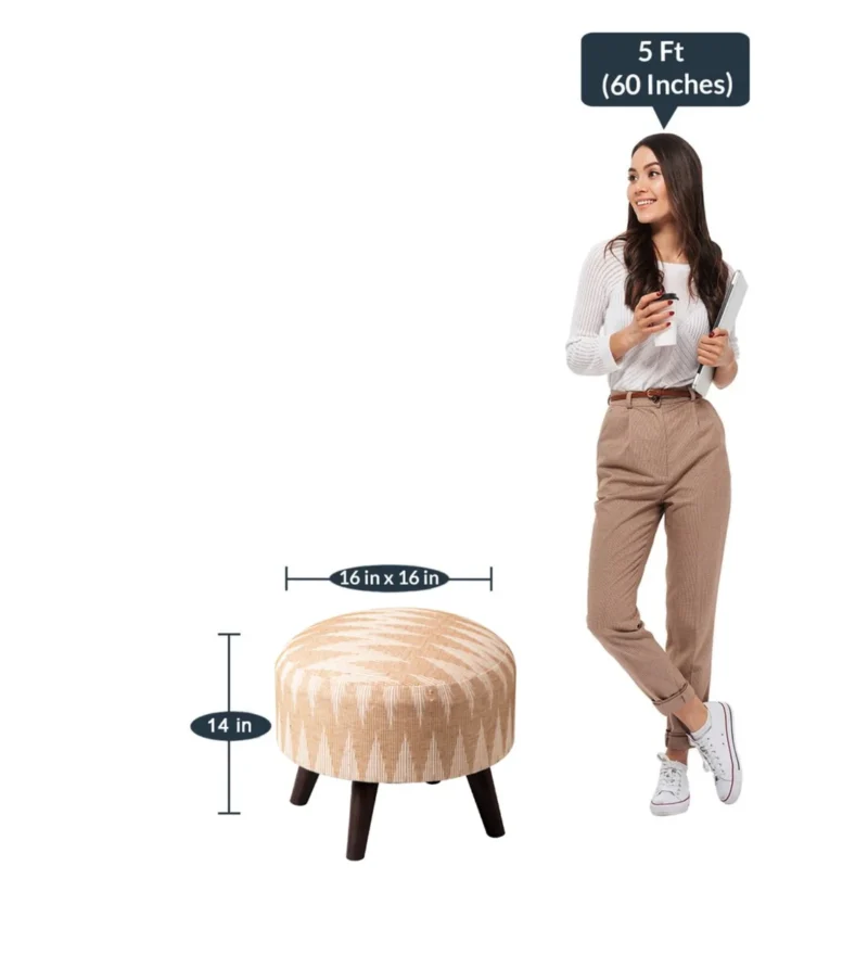 Natural Art & Crafts Crest Soft Upholstery Pouffe & Ottoman Stools Versatile Decorative Seating & Footrest for Living Room, Bedroom, and Home Decor - Image 2