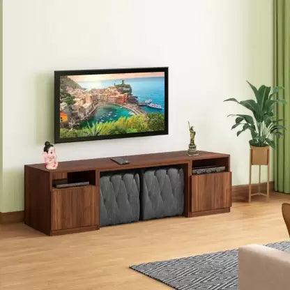 Natural Art & Crafts Rectangular T.V Unit Cabinet Modern Storage Solution (Brown)