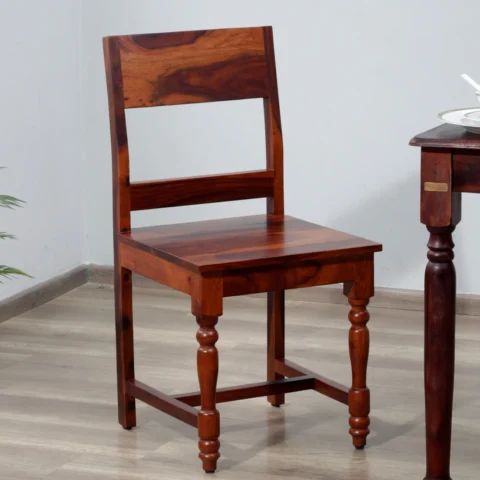 Natural Art & Crafts Siramika Handmade Teak Wood Dining Chair Modern Design, Perfect for Dining Room or Kitchen (Honey Oak Finish)