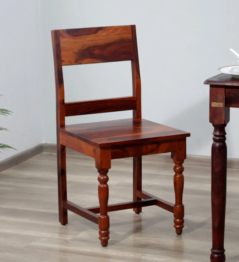 Natural Art & Crafts Siramika Handmade Teak Wood Dining Chair Modern Design, Perfect for Dining Room or Kitchen (Honey Oak Finish)