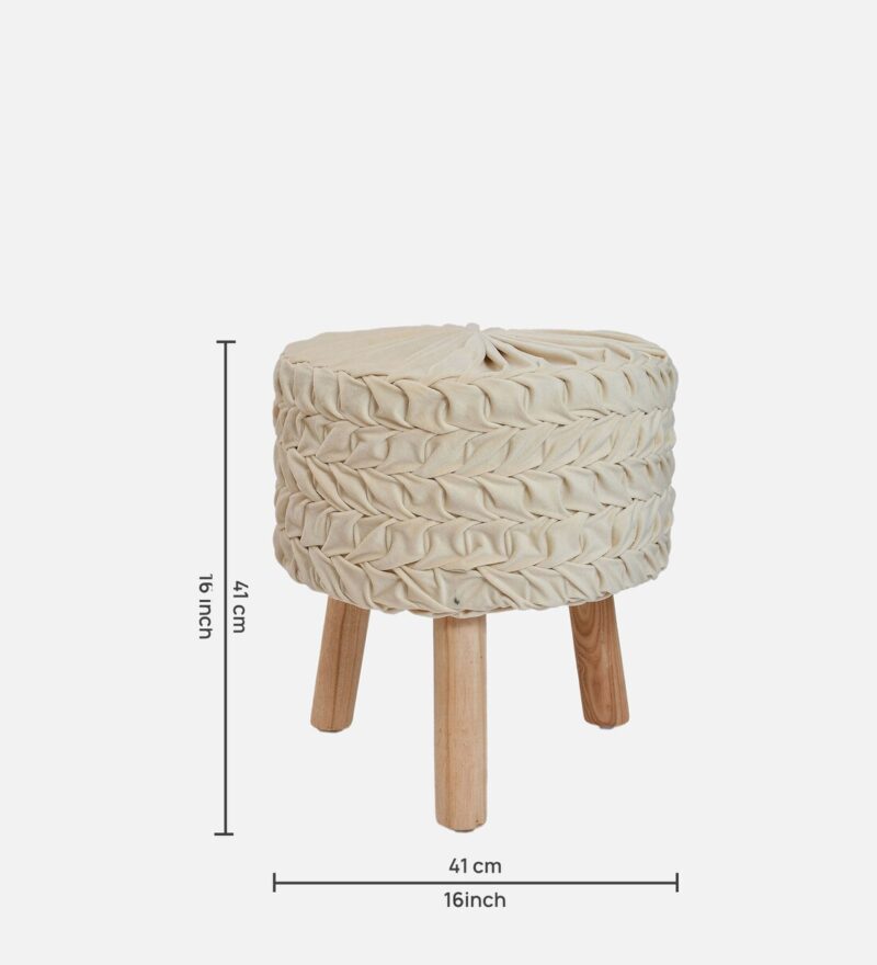 Natural Art & Crafts Smocking Soft Upholstery Pouffe & Ottoman Stools Versatile Decorative Seating & Footrest for Living Room, Bedroom (Cream) - Image 3