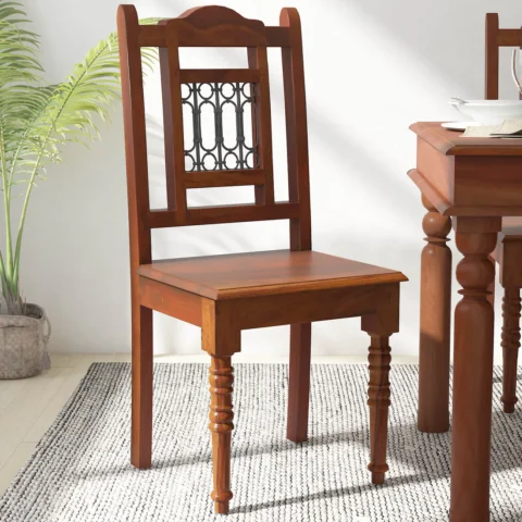 Natural Art & Crafts Stafford Handmade Teak Wood Dining Chair Modern Design Scratch-Resistant & Eco-Friendly for Dining Room or Kitchen (Honey Oak Finish)
