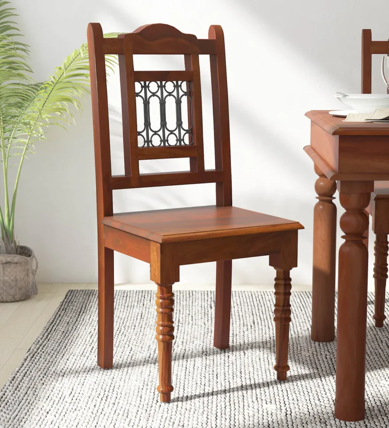 Natural Art & Crafts Stafford Handmade Teak Wood Dining Chair Modern Design Scratch-Resistant & Eco-Friendly for Dining Room or Kitchen (Honey Oak Finish)