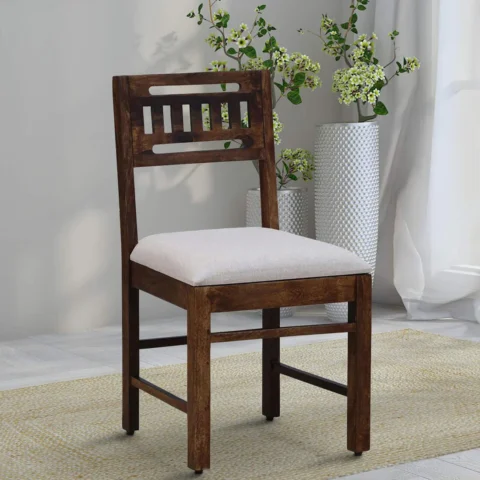 Natural Art & Crafts Vipra Scratch Design Handmade Teak Wood Dining Chair Modern Design, Perfect for Dining Room or Kitchen (Provincial Teak Finish)