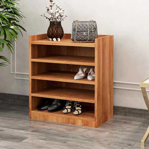 Natural Art & Crafts Vino Handmade Solid Sheesham Wood Shoe Rack with 5-Tier Shelves Space-Saving Entryway & Hallway Shoe Organizer