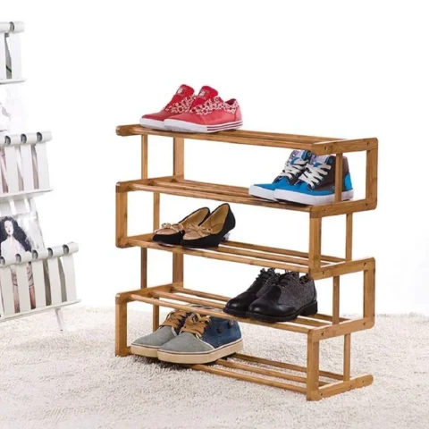 Natural Art & Crafts Airro Sheesham Wood Shoe Rack with 5-Tier Shelves – Space-Saving Entryway & Hallway Shoe Organizer