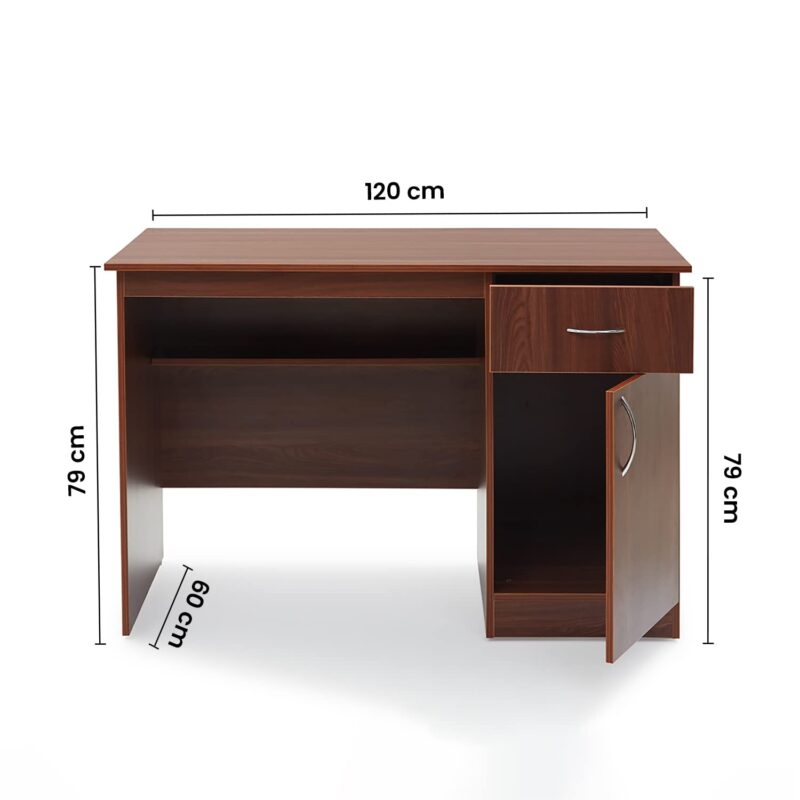 Natural Art & Crafts Vnue Handmade Scholar Study & Office Desk with 1 Drawer 1 Door ( Rolex Brown ) - Image 3